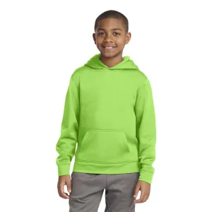 Sport-Tek Youth Lime Shock Sport-Wick Fleece Hooded Pullover
