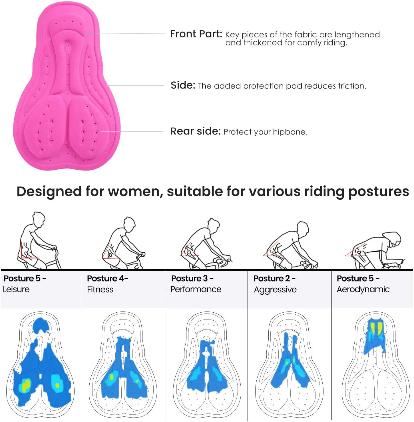 Sportneer Cycling Shorts for Women - 3D Padded Bike Shorts Cycling Underwear, Bicycle Road Biking Cycle Shorts for Women