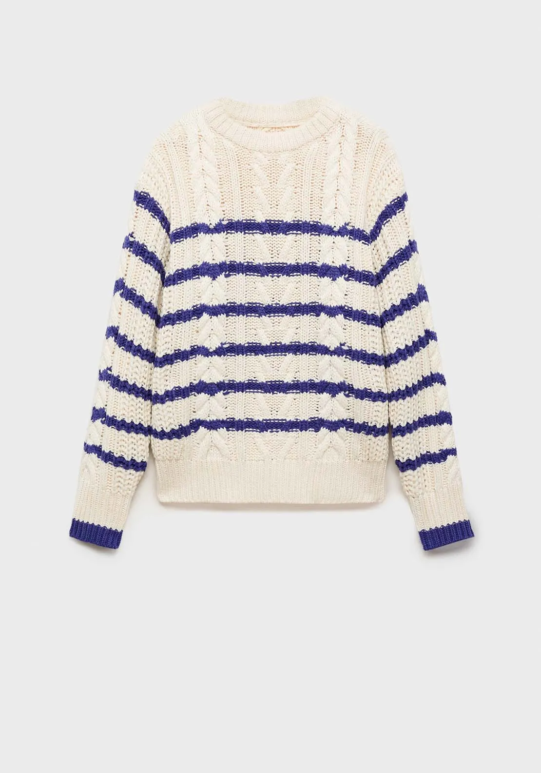 Striped braided sweater - Light Beige