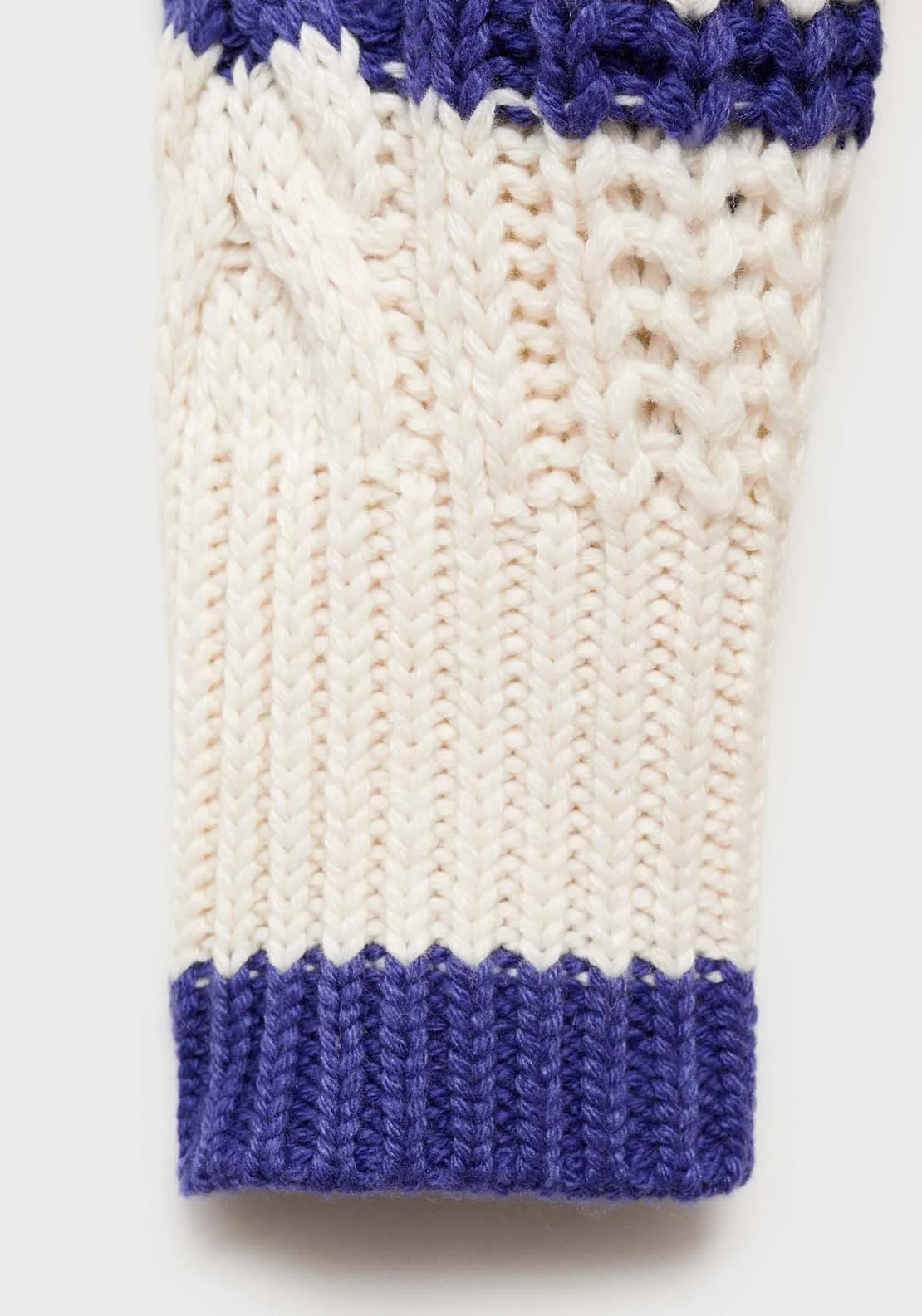 Striped braided sweater - Light Beige