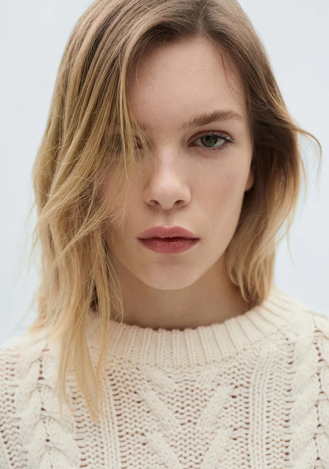 Striped braided sweater - Light Beige