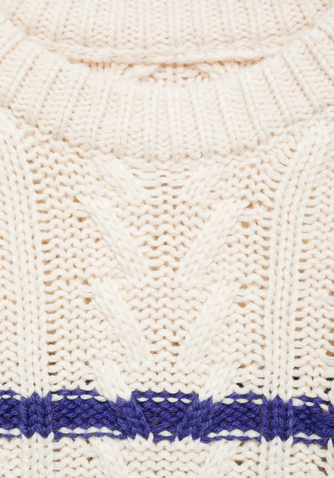 Striped braided sweater - Light Beige