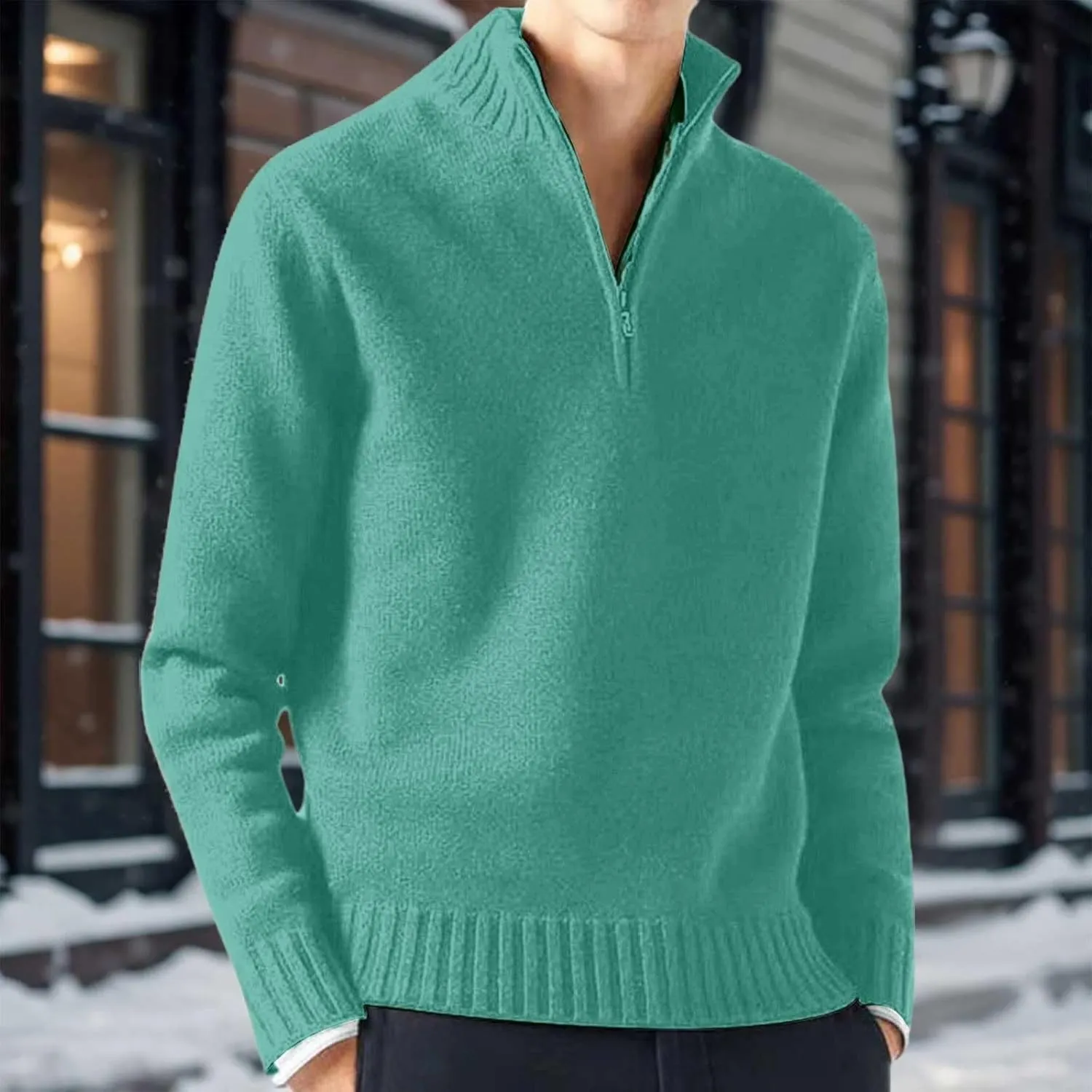 SUWBMHWE Mens Cable Knit Pullover Sweater Shawl Collar Button Ribbed Casual Solid Color Chunky Polo Sweater