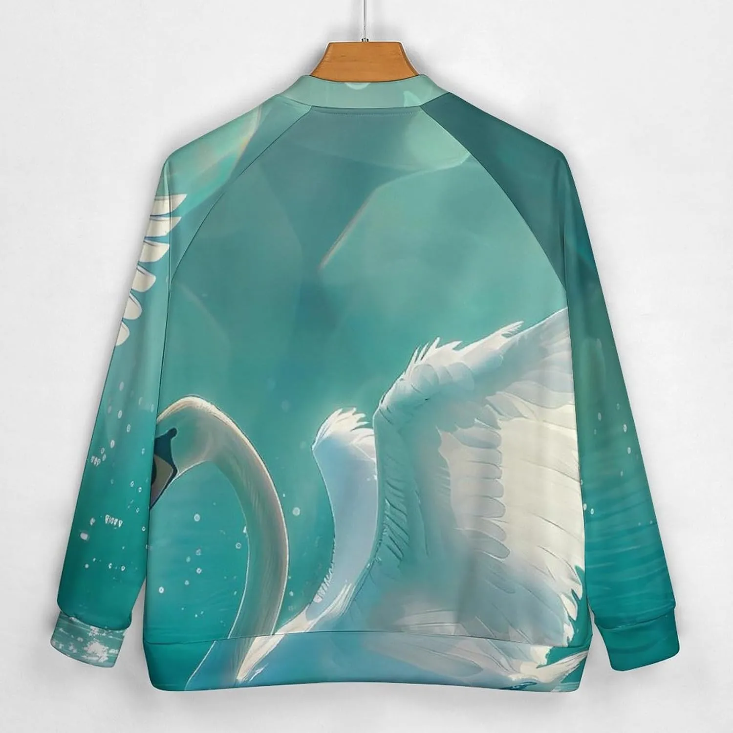 Swan Swimming on The Lake Lightweight Men's Baseball Jackets Relaxed Fit Varsity Bomber Jacket Windbreaker Coat