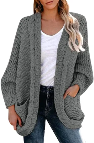 Sweater Cardigan for Women 2024 Chunky Cable Knit Sweaters Open Front Lightweight Trendy Fall Outfits