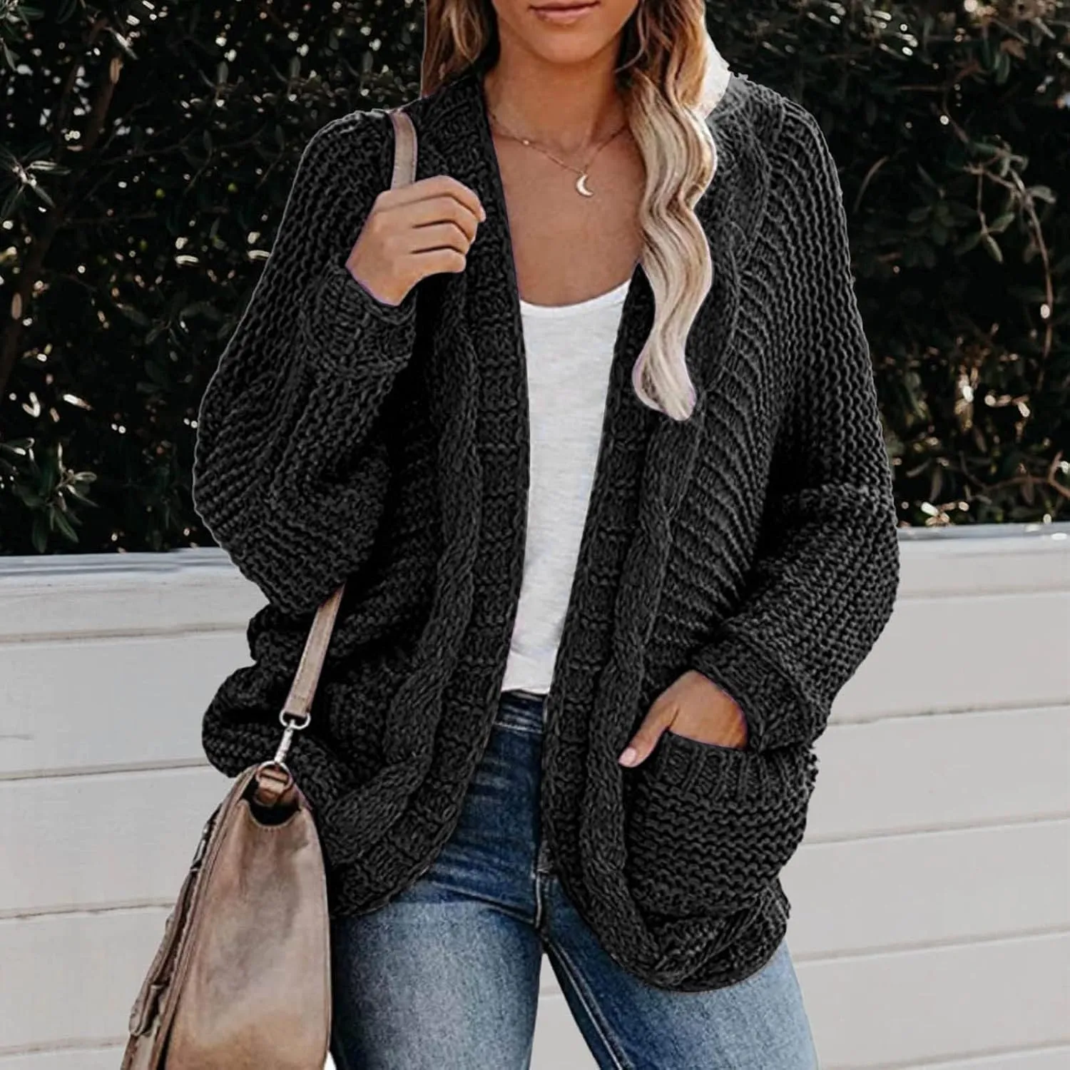 Sweater Cardigan for Women 2024 Chunky Cable Knit Sweaters Open Front Lightweight Trendy Fall Outfits