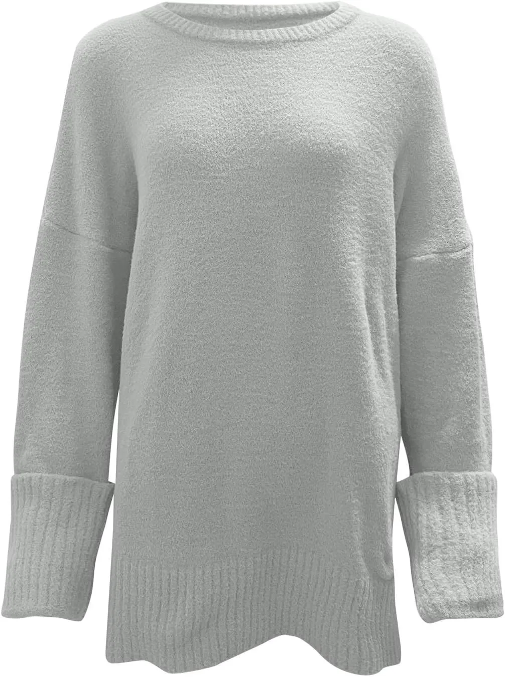 Sweater for Women Chunky Knit Crew Neck Solid Color Long Sleeve Casual Loose Fit Soft Sweaters Tops
