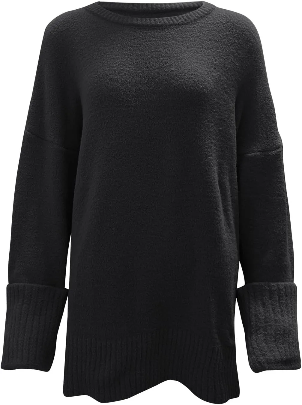 Sweater for Women Chunky Knit Crew Neck Solid Color Long Sleeve Casual Loose Fit Soft Sweaters Tops