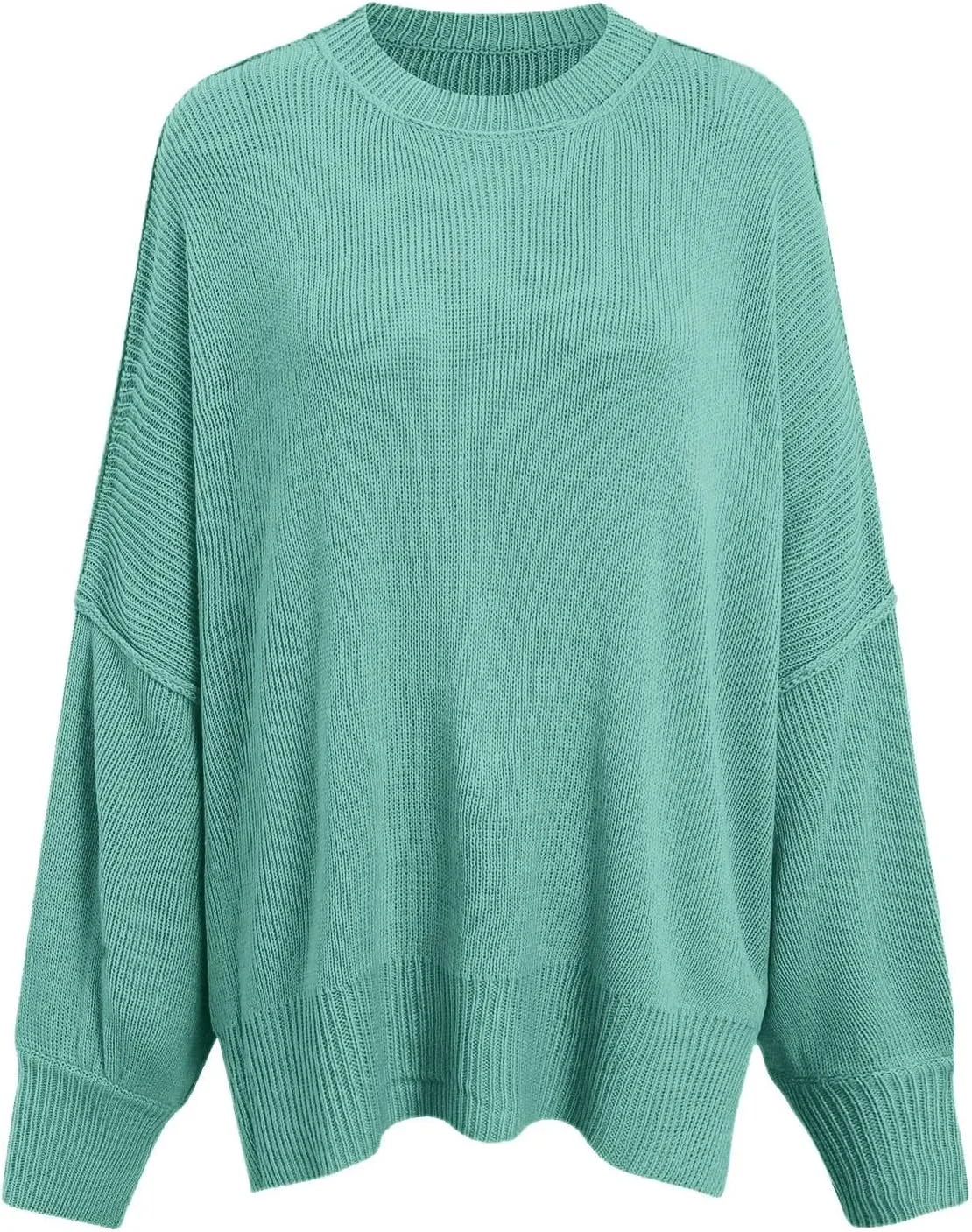 Sweaters for Women Chunky Knit Round Neck Solid Color Long Sleeve Loose Fit Casual Soft Sweaters Tops