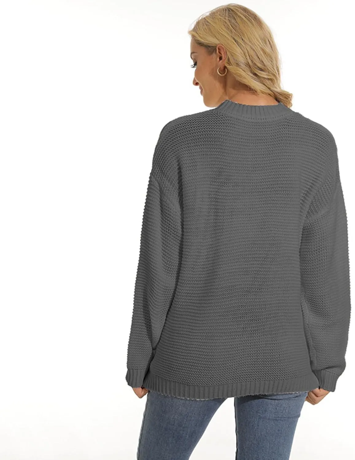 Sweaters for Women Chunky Knit Solid Color Crew Neck Long Sleeve Soft Lightweight Casual Jumper Tops