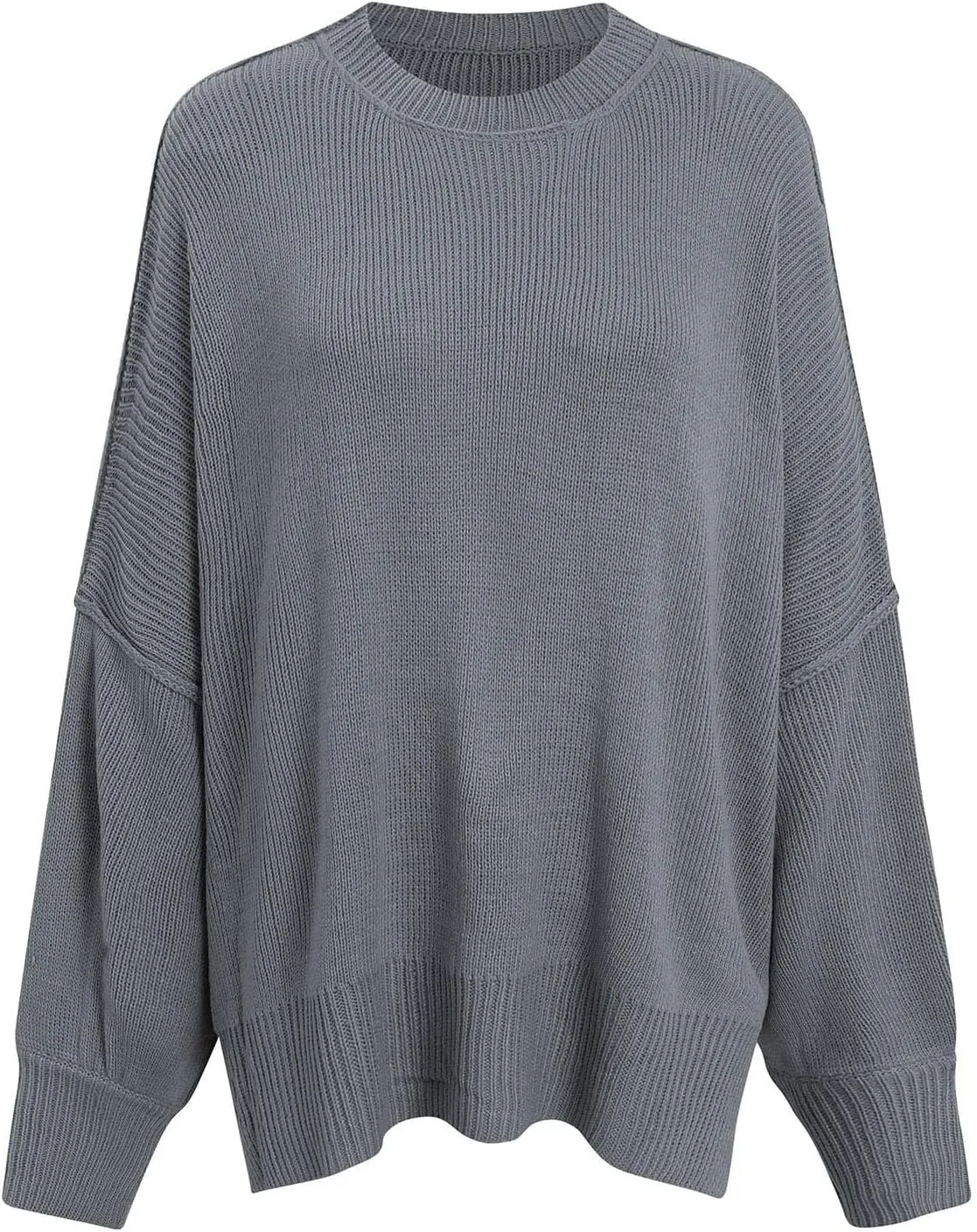 Sweaters for Women Side Slit Trendy Long Sleeve Half Turtleneck Pullover Oversized Lantern Knit Sweater Tops