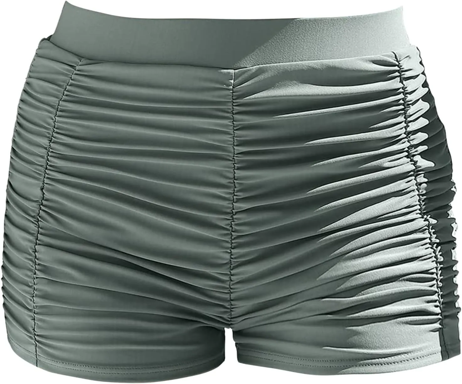 Swim Shorts Women High Waist Bikini Bottoms Swim Beach Shorts Ruched Bottom
