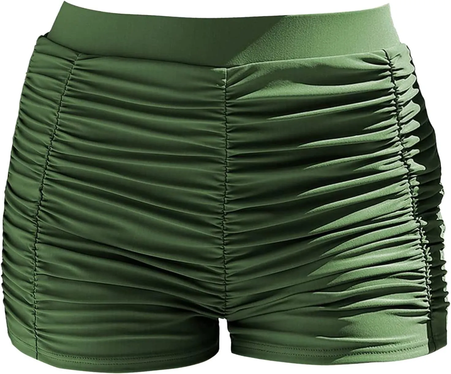 Swim Shorts Women High Waist Bikini Bottoms Swim Beach Shorts Ruched Bottom