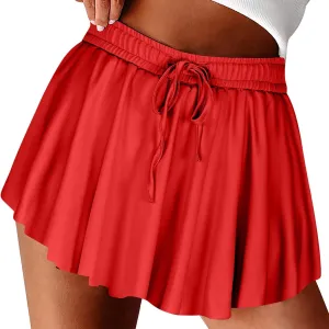 Tennis Shorts for Women 2-in-1 Flowy High Waisted Athletic Shorts Sport Gym Workout Running Shorts Skort