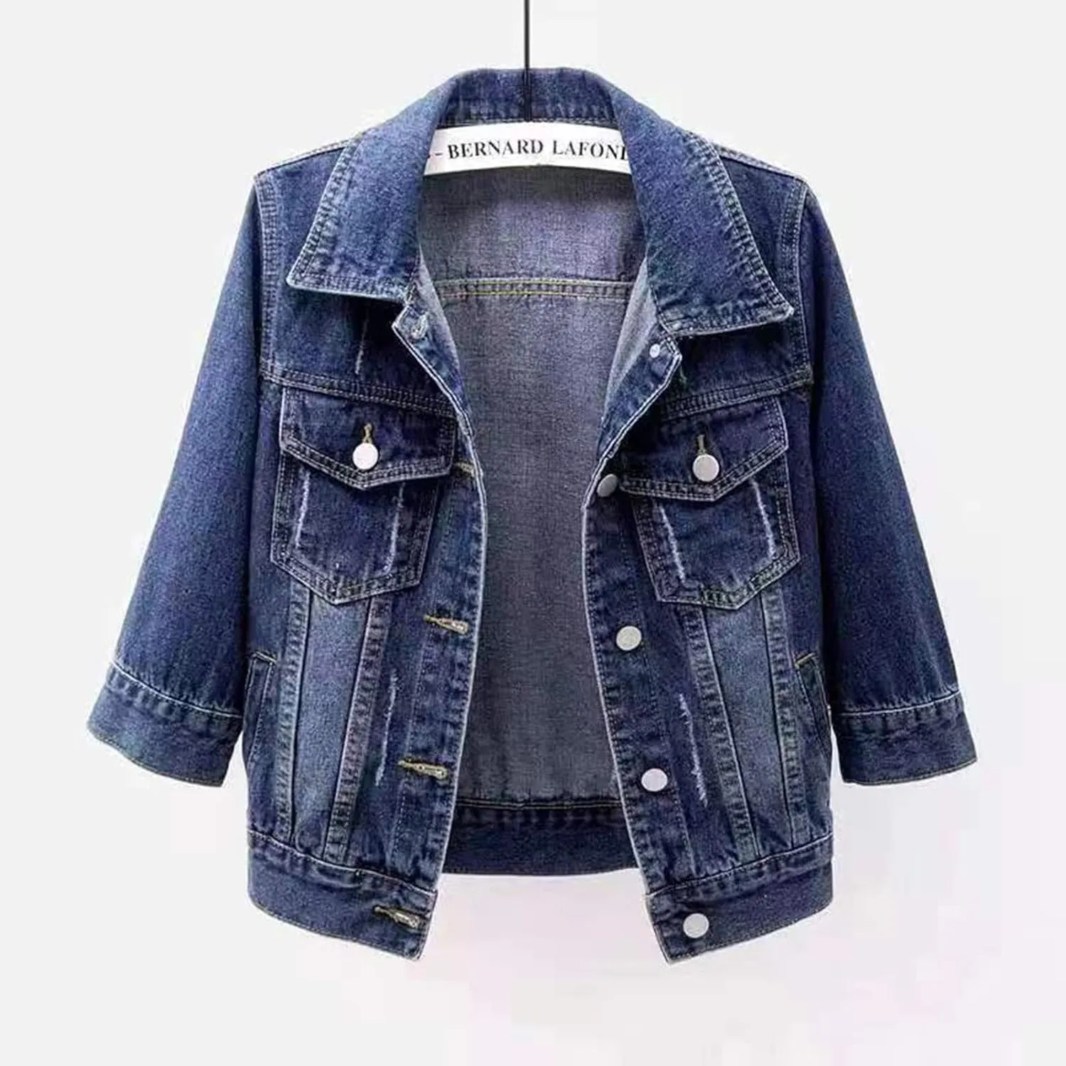 Thatrich Cropped Denim Jacket for Women Denim Jackets Slim Button Down Coats Casual Lightweight Overcoat Fall Trendy Outfits