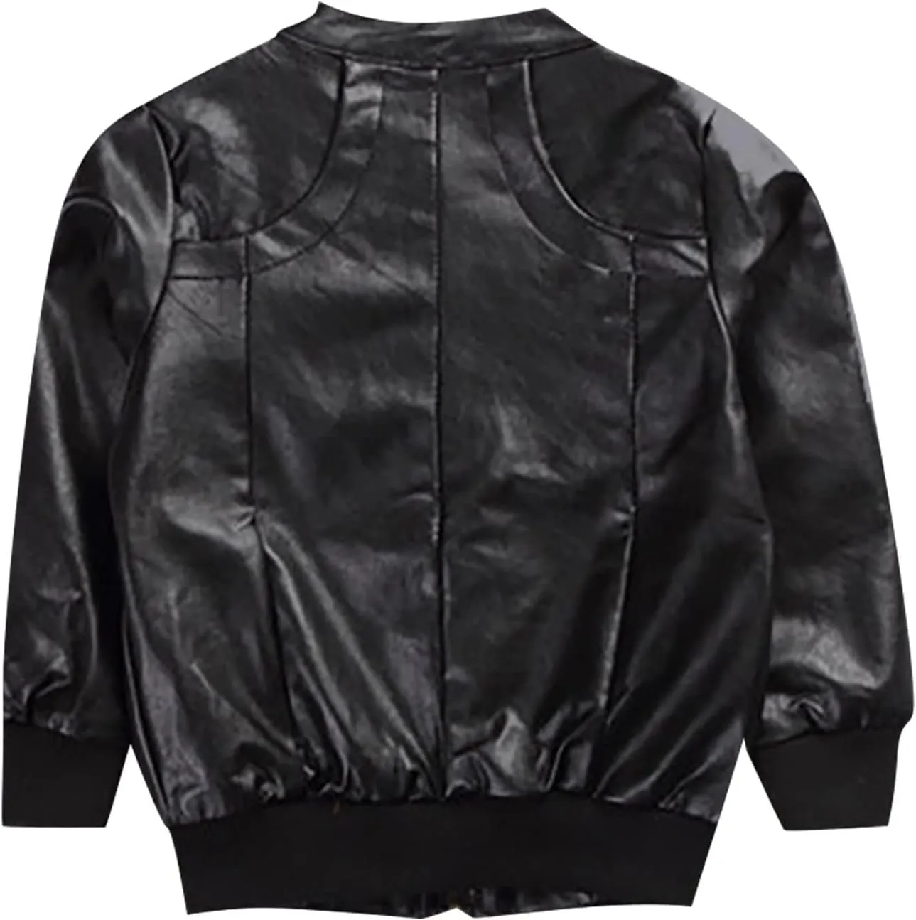 Toddler Leather Jacket Boys Stand Collar Leather Jackets Kids Spring Faux Leather Motorcycle Coats with Pockets