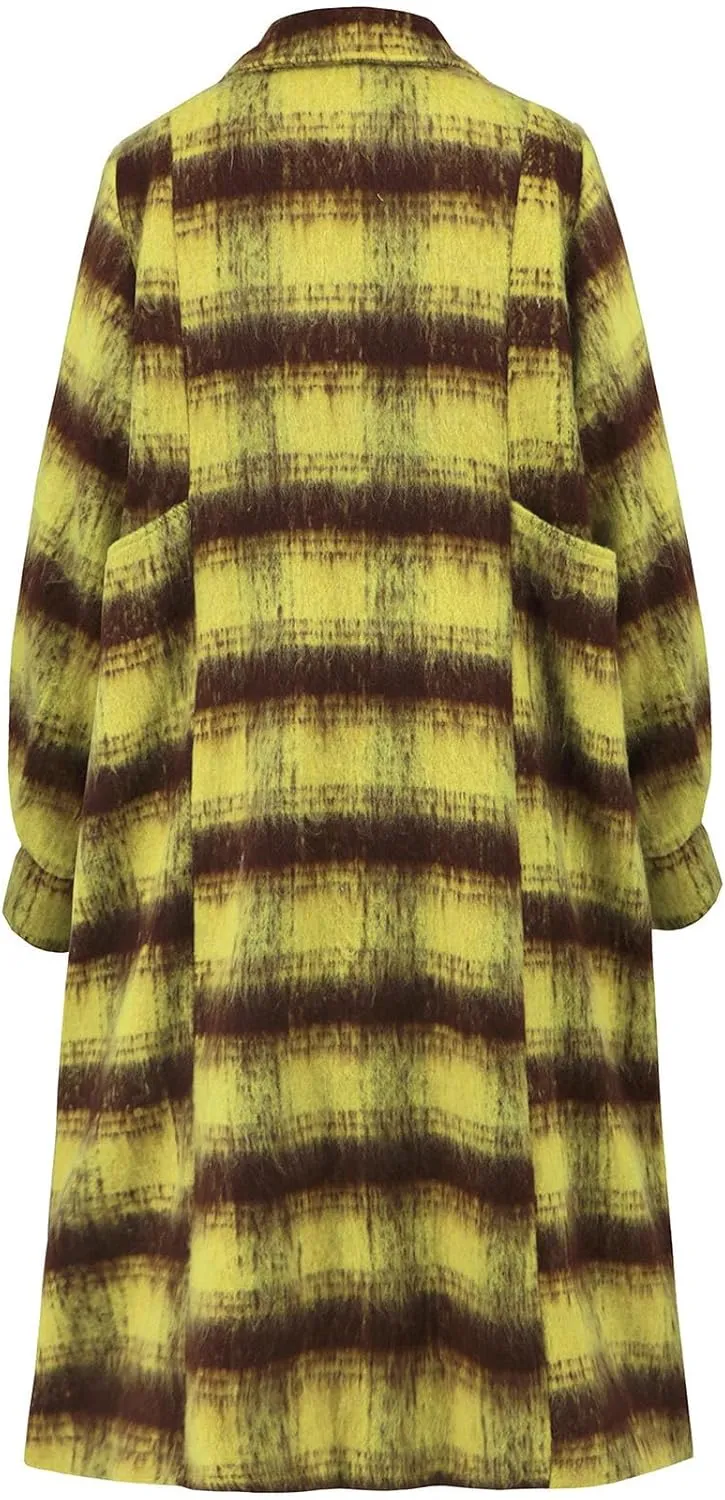 Trench Coat for Women 2024 Double Breasted Plaid Coat Wool Blend Pea Coat Vintage Trench Coat Fall Winter Outfits