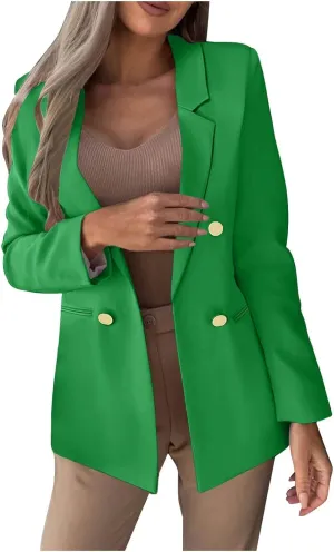 Trench Coat Women Notch Lapel Blazer Business Casual Blazers Trendy Work Office Blazer Jackets Outerwear