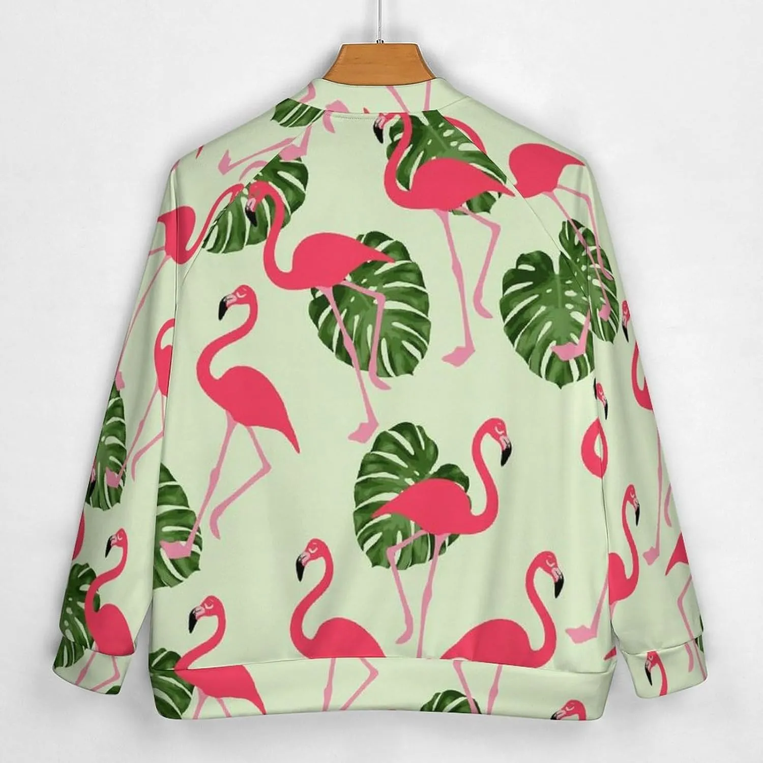 Tropical Flamingo Palm Leaves Lightweight Men's Baseball Jackets Relaxed Fit Varsity Bomber Jacket Windbreaker Coat