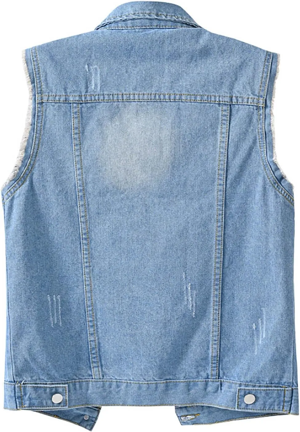 tuduoms Women's Fashion Sleeveless Denim Jacket Casual Lightweight Cropped Jean Jackets Vest Ripped Frayed Denim Waistcoat