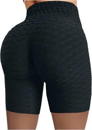 Tummy Control Yoga Shorts High Waisted Solid Elastic Workout Shorts Butt Lifting Comfy Exercise Women's Biker Shorts