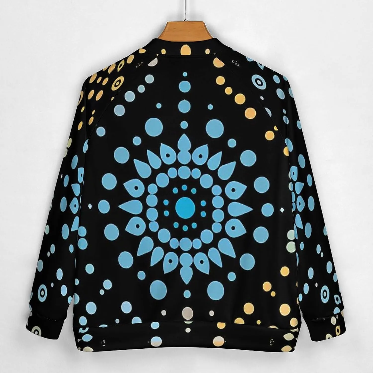 Turquoise Dot Pattern Lightweight Men's Baseball Jackets Relaxed Fit Varsity Bomber Jacket Windbreaker Coat