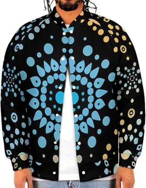 Turquoise Dot Pattern Lightweight Men's Baseball Jackets Relaxed Fit Varsity Bomber Jacket Windbreaker Coat