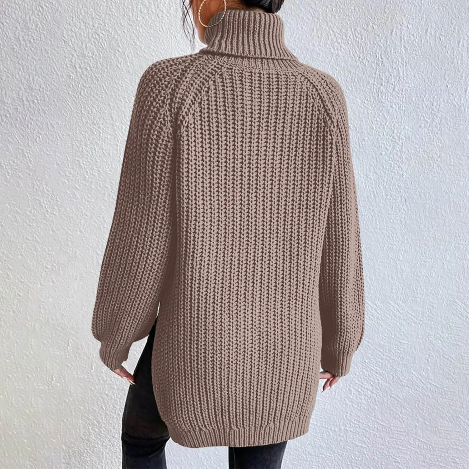 Turtleneck Sweater Women Chunky Knit Sweater Fall Winter Sweaters Cable Weaving Long Sleeve Pullover Thermal Sweater