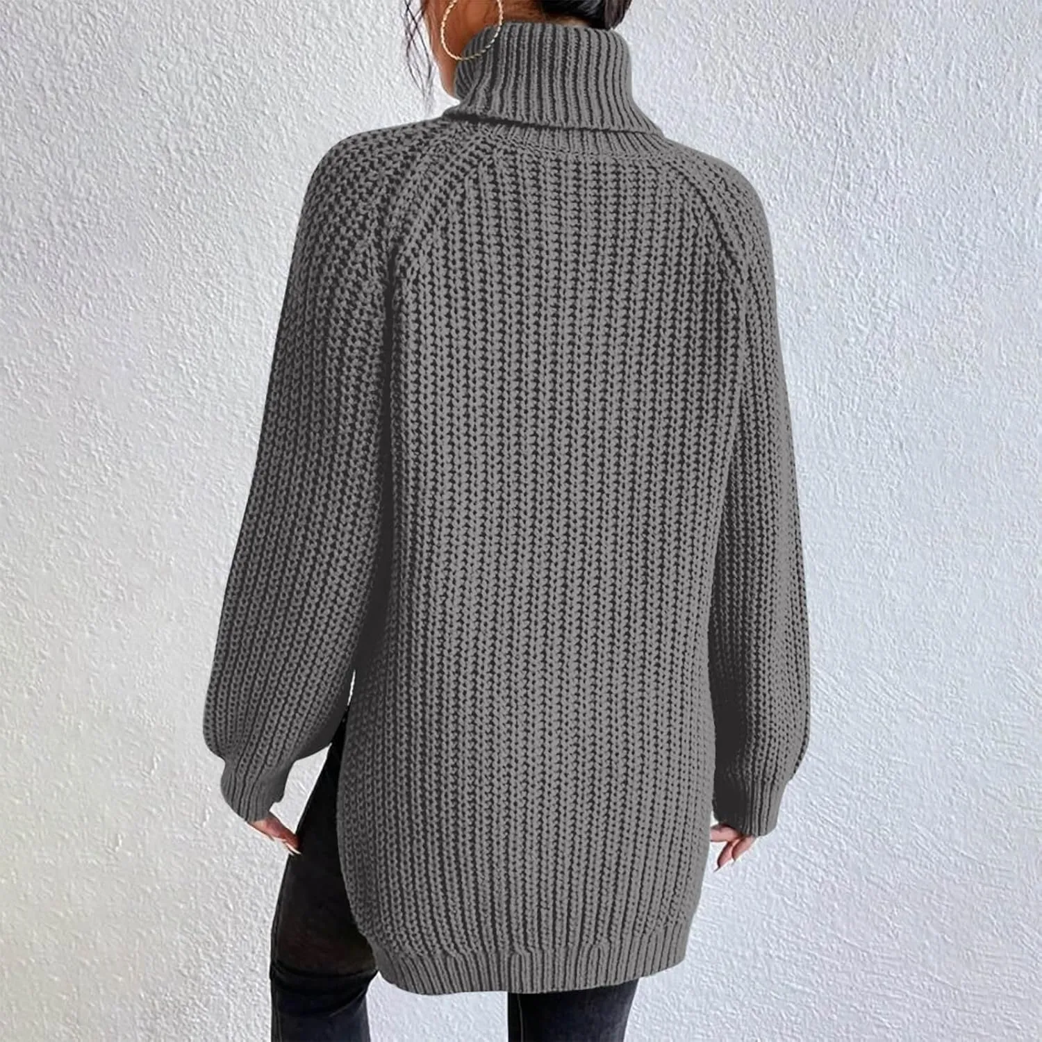 Turtleneck Sweater Women Chunky Knit Sweater Fall Winter Sweaters Cable Weaving Long Sleeve Pullover Thermal Sweater