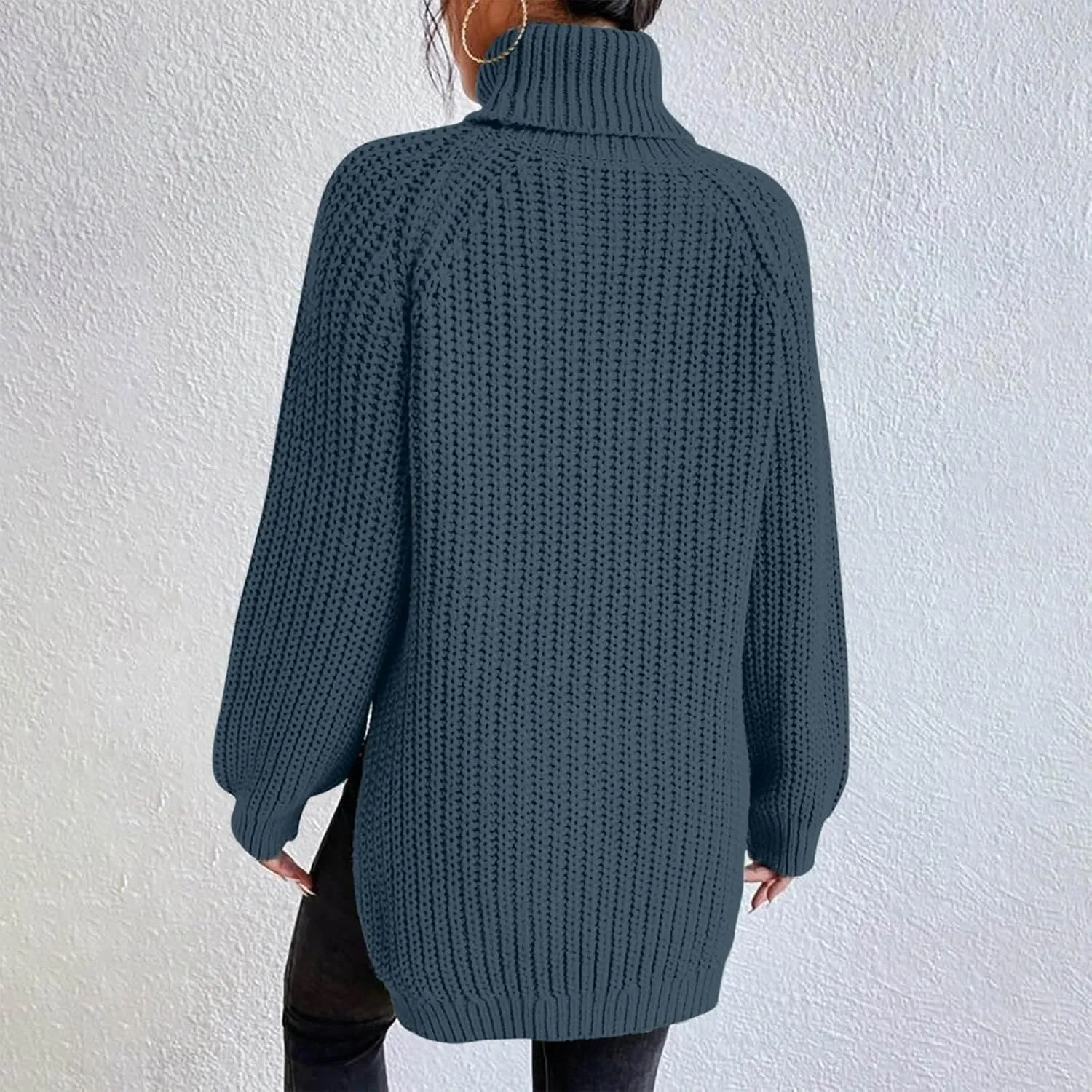 Turtleneck Sweater Women Chunky Knit Sweater Fall Winter Sweaters Cable Weaving Long Sleeve Pullover Thermal Sweater