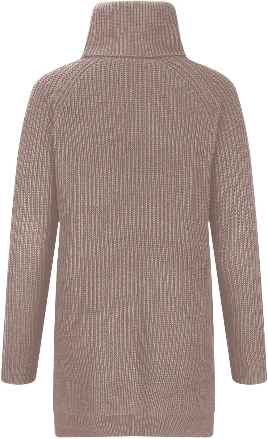 Turtleneck Sweater Women Chunky Knit Sweater Fall Winter Sweaters Cable Weaving Long Sleeve Pullover Thermal Sweater