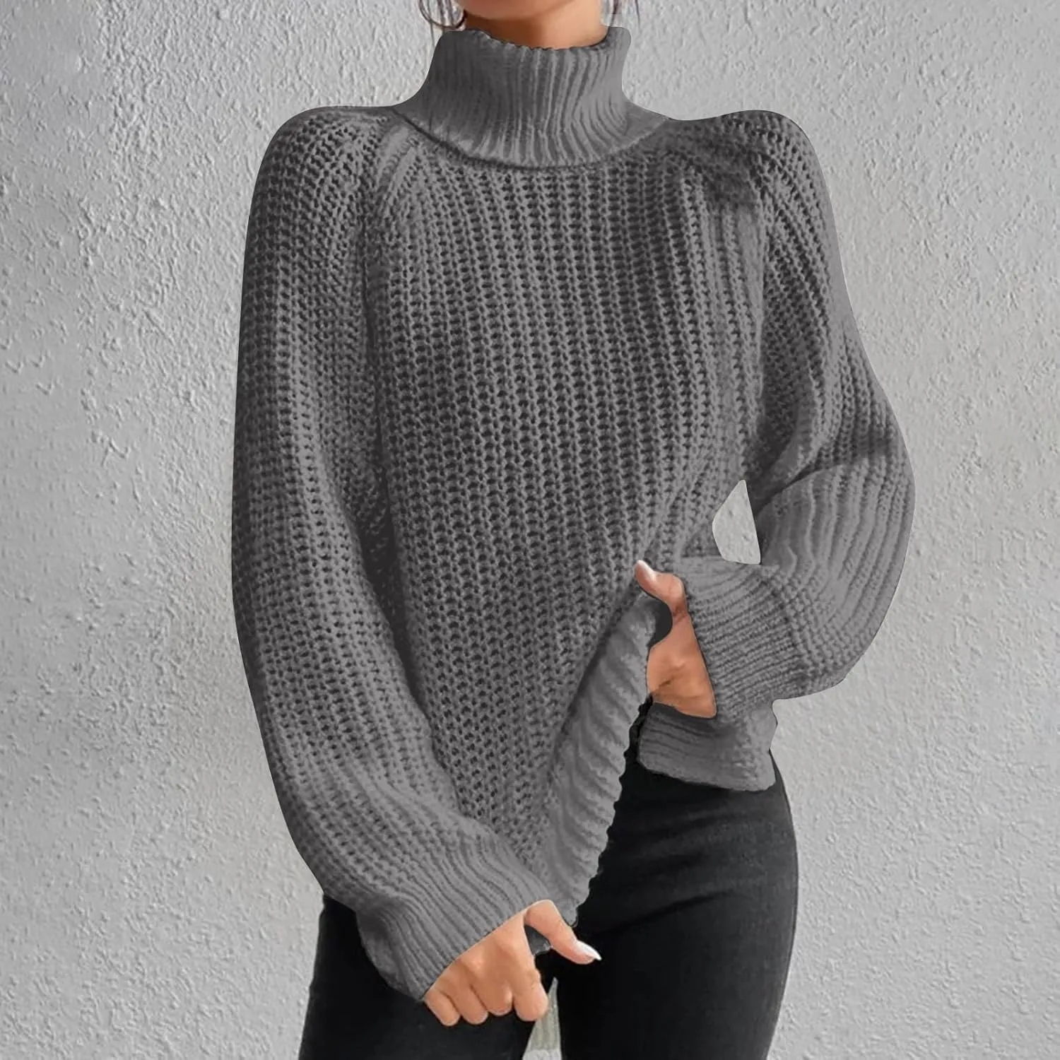Turtleneck Sweater Women Chunky Knit Sweater Fall Winter Sweaters Cable Weaving Long Sleeve Pullover Thermal Sweater