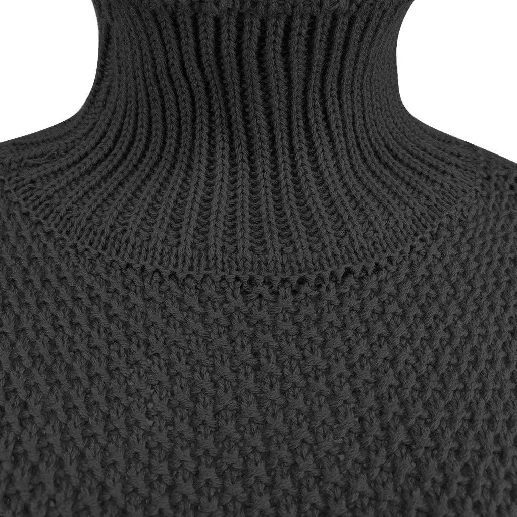 Turtleneck Sweater Women Oversized Knit Sweater Chunky Pullover Sweater Vintage Jumper Top Winter Casual Tunic Top