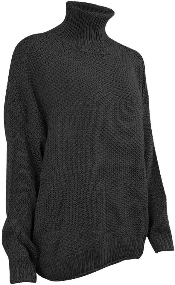 Turtleneck Sweater Women Oversized Knit Sweater Chunky Pullover Sweater Vintage Jumper Top Winter Casual Tunic Top