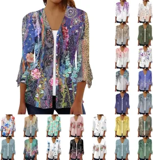 V Neck Cardigan for Women Trendy 2023 Floral Graphic Cardigan for Women Lightweight Casual Plus Size Cardigans for Women