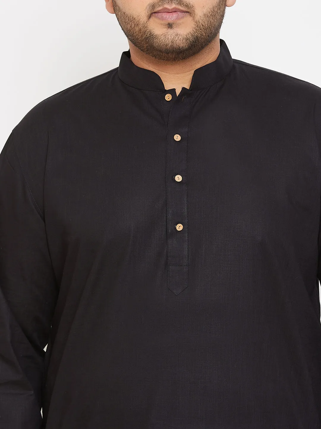Vastramay Black Cotton Kurta Set