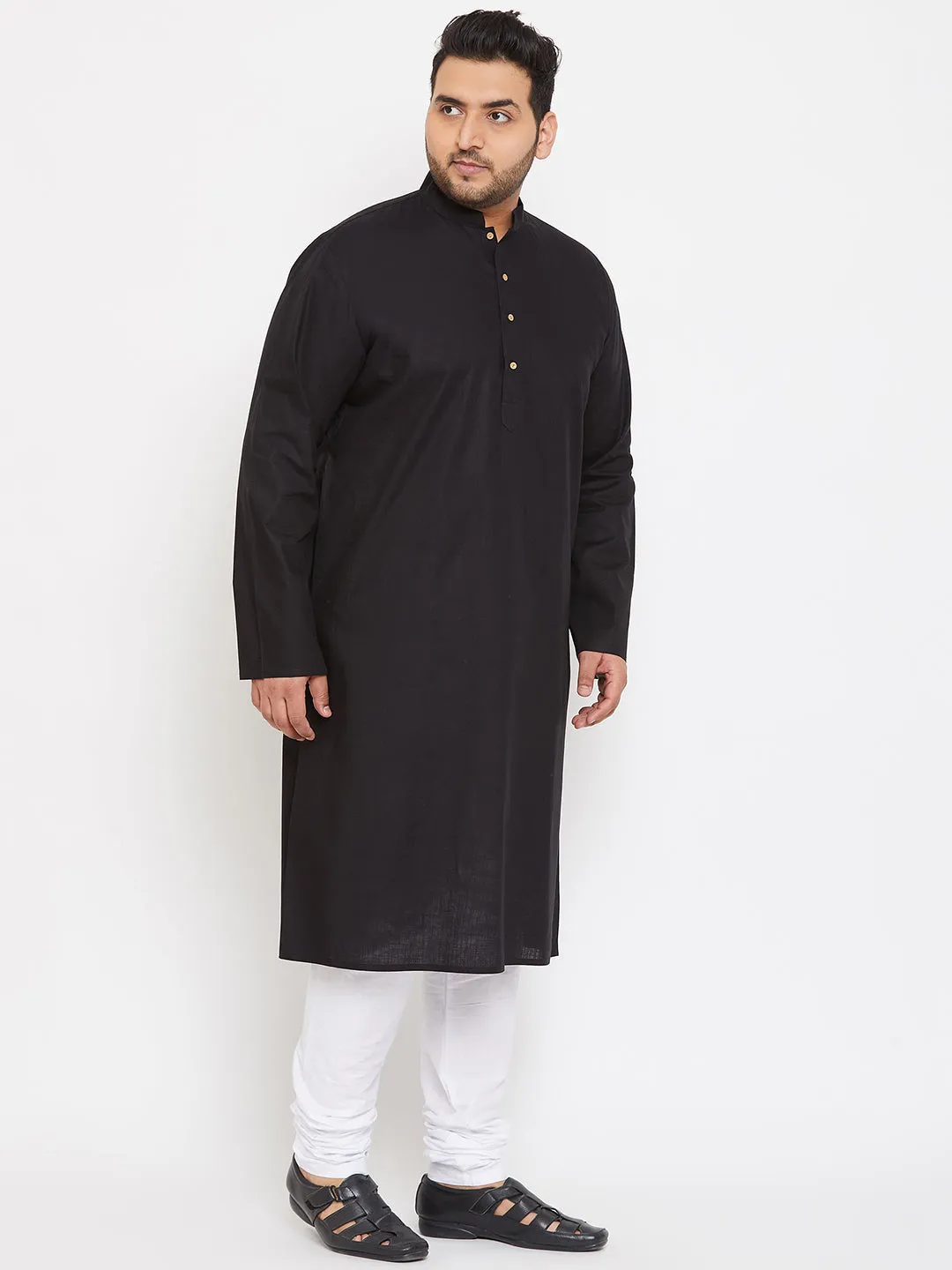 Vastramay Black Cotton Kurta Set