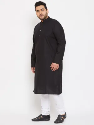 Vastramay Black Cotton Kurta Set