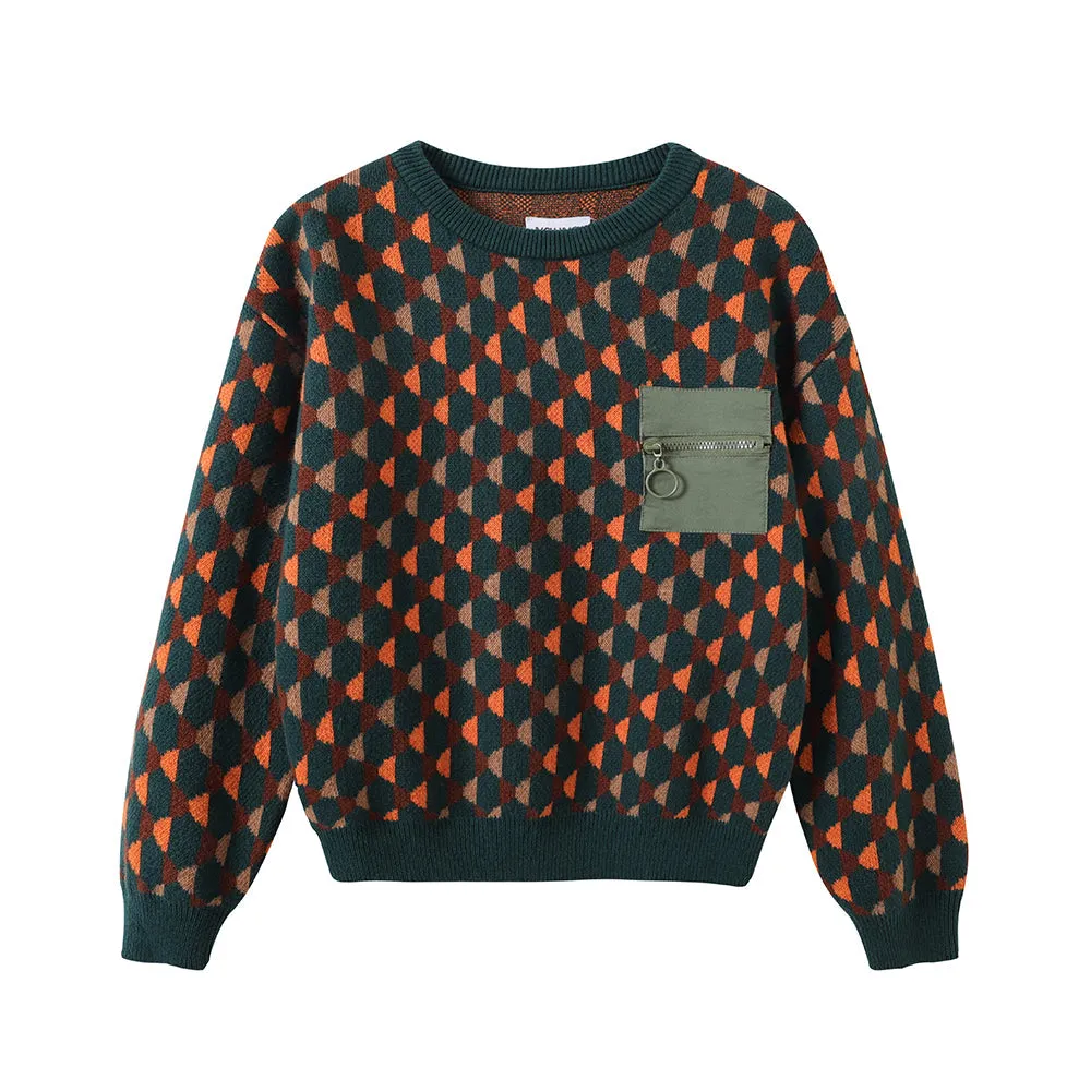 Vauva FW23 - Boys Cotton Long Sleeve Pocket Crewneck Sweatshirt (Green)