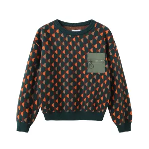 Vauva FW23 - Boys Cotton Long Sleeve Pocket Crewneck Sweatshirt (Green)