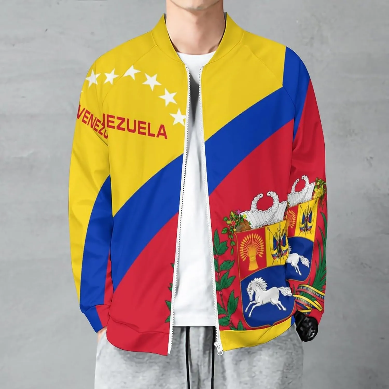 Venezuela Flag Lightweight Bomber Jacket Men Golf Fashion Coat Track Jackets Casual Windbreaker Shirt