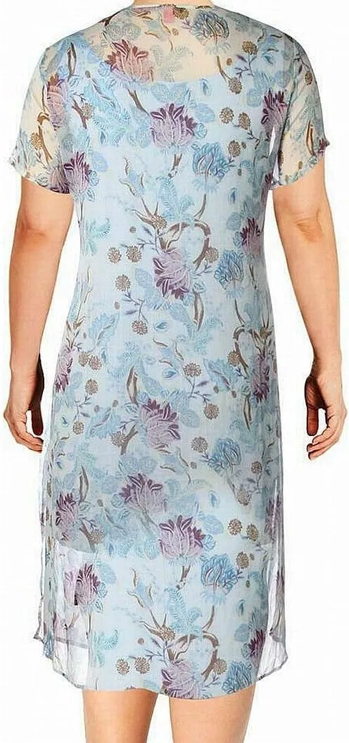 Vince Camuto Plus Size Women's Poetic Blooms Overlay Midi Dress