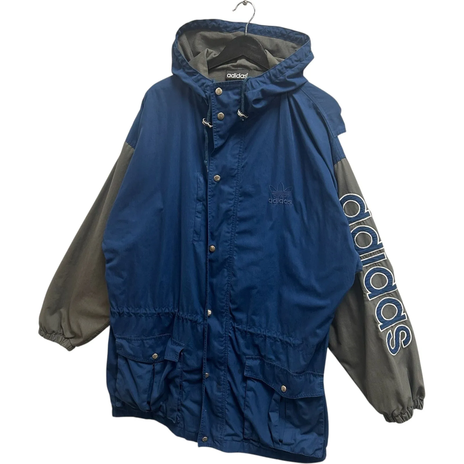 Vintage Adidas Full Zip Hooded Long Jacket