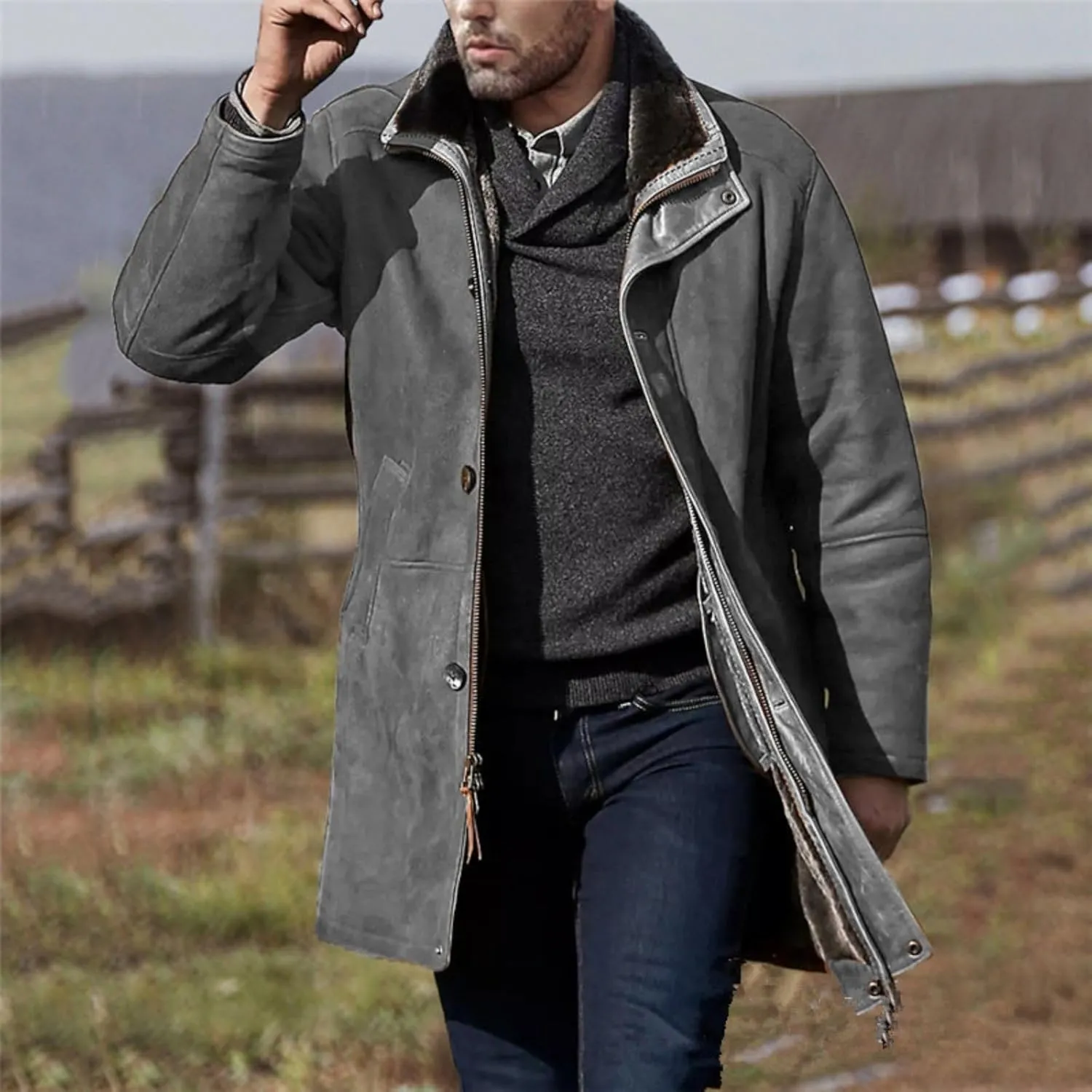 Vintage Brown Faux Leather Jacket Cowhide Distressed Leather Jacket Classic Suede Leather Jacket Shirt Collar Jackets