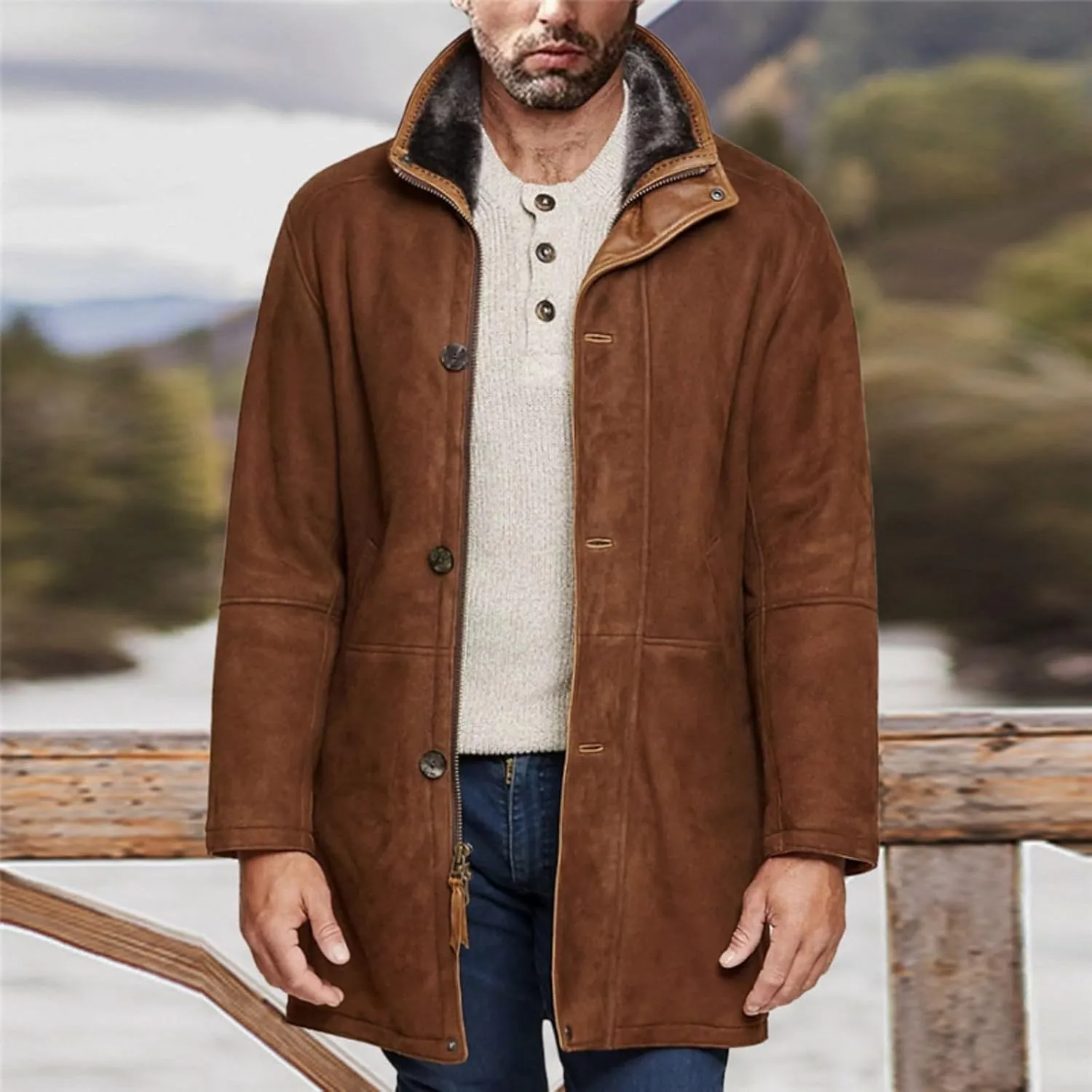 Vintage Brown Faux Leather Jacket Cowhide Distressed Leather Jacket Classic Suede Leather Jacket Shirt Collar Jackets