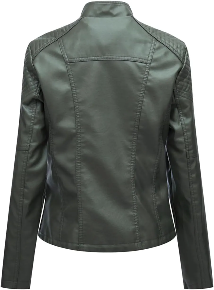 Washed Leather Jacket, Faux Leather Jacket Women, Cropped Leather Jacket, Motorcycle Bomber Plus Size Jacket