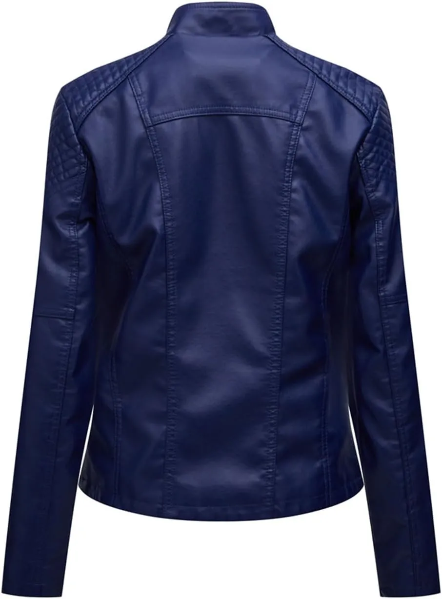 Washed Leather Jacket, Faux Leather Jacket Women, Cropped Leather Jacket, Motorcycle Bomber Plus Size Jacket