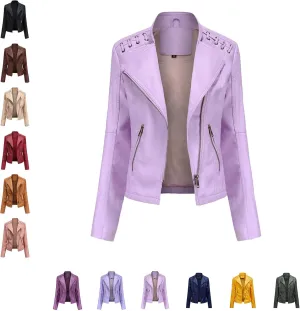 Washed Leather Jacket, Faux Leather Jacket Women, Cropped Leather Jacket, Motorcycle Bomber Plus Size Jacket