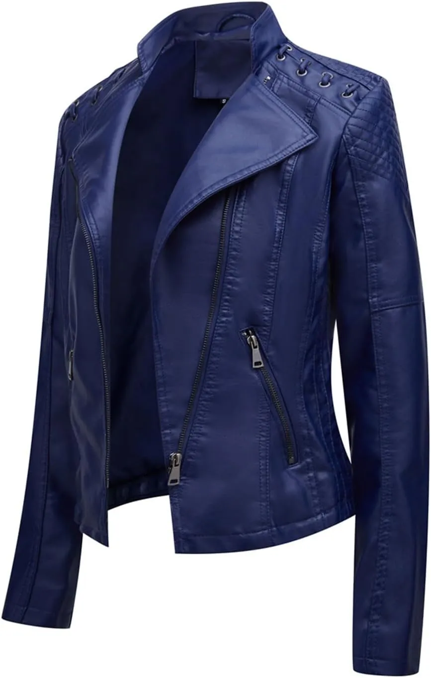 Washed Leather Jacket, Faux Leather Jacket Women, Cropped Leather Jacket, Motorcycle Bomber Plus Size Jacket