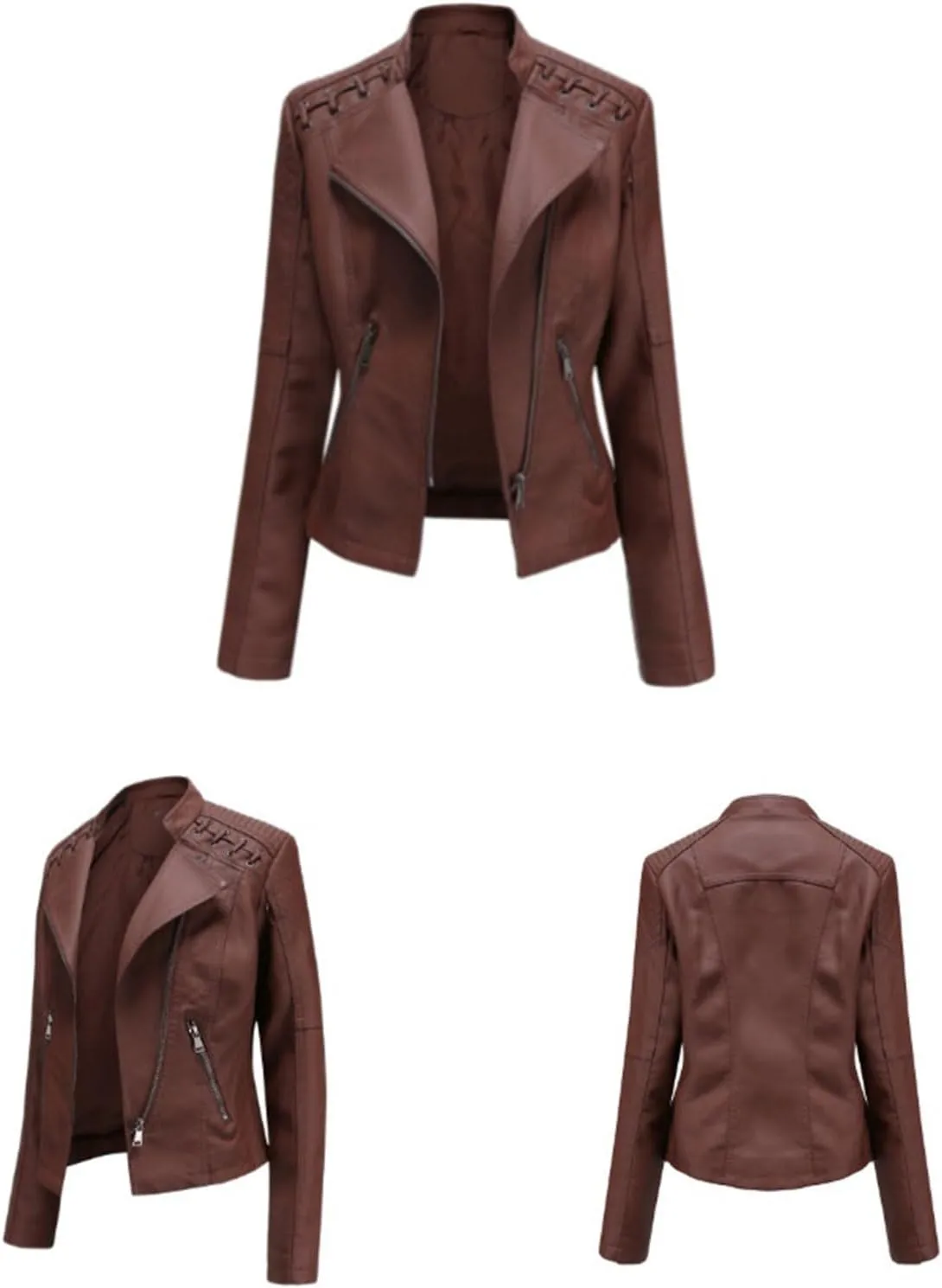 Washed Leather Jacket, Faux Leather Jacket Women, Cropped Leather Jacket, Motorcycle Bomber Plus Size Jacket